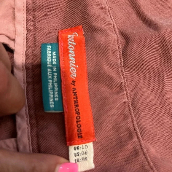 Cartonnier by Anthropologie Rose high waist tie front tapered flowy pants. 6 - Picture 5 of 8